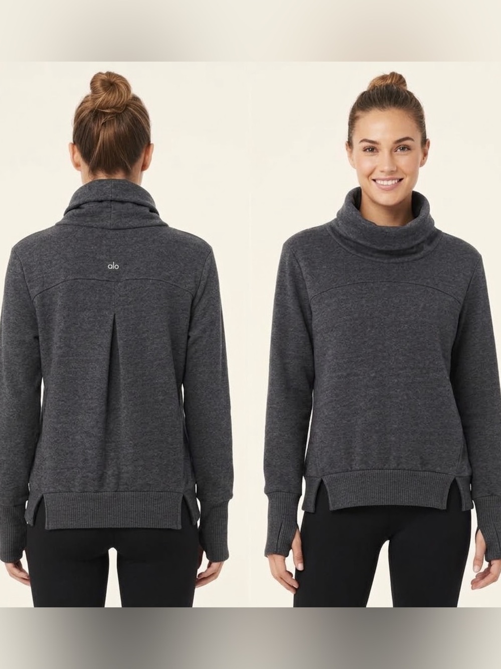 Alo Women's Cowl Neck Sweater in Gray Like New
